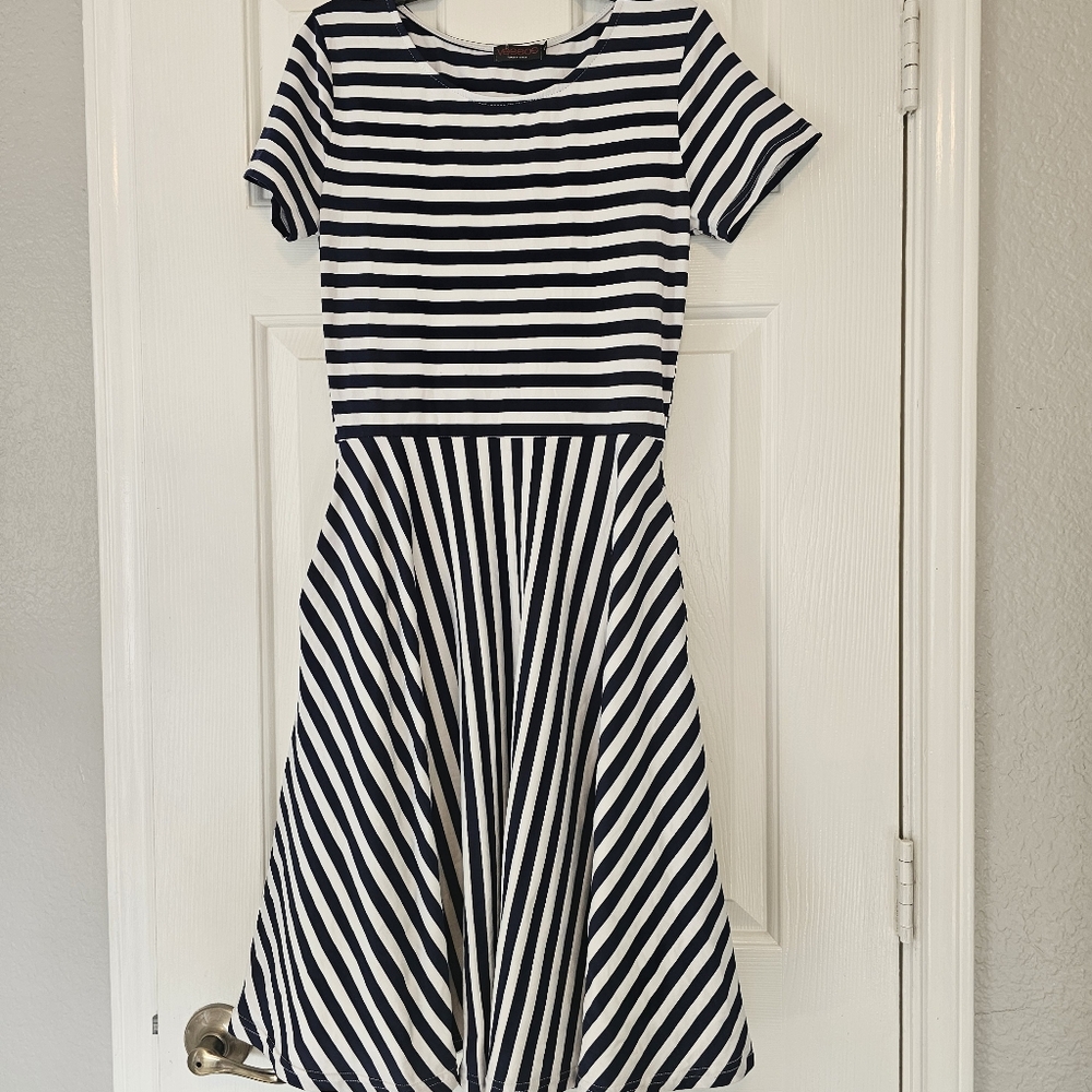 Navy and White Stipped Dress